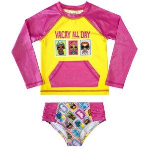 Licensed LOL SURPRISE! NWT 2 Pcs Swim Set - Rash Guard Top - Bikini Bottom